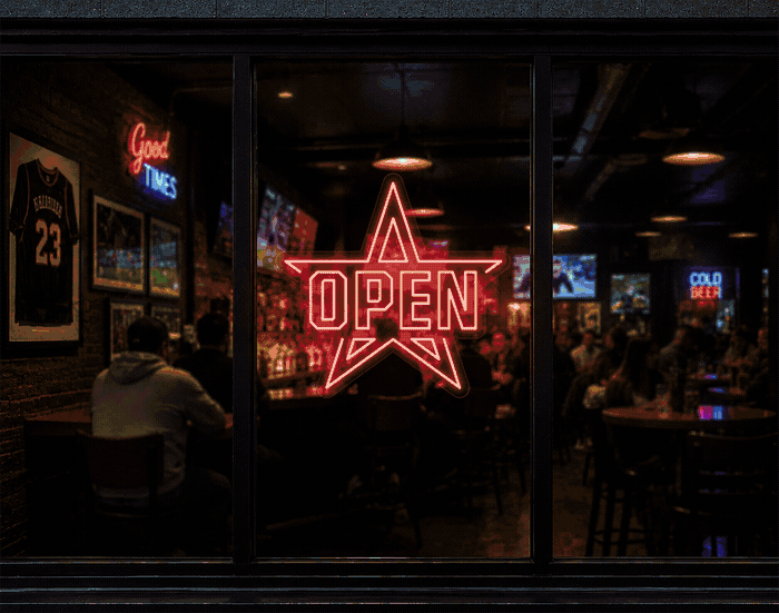 Varsity Star Badge Open LED Neon Sign - Full Colour Spectrum