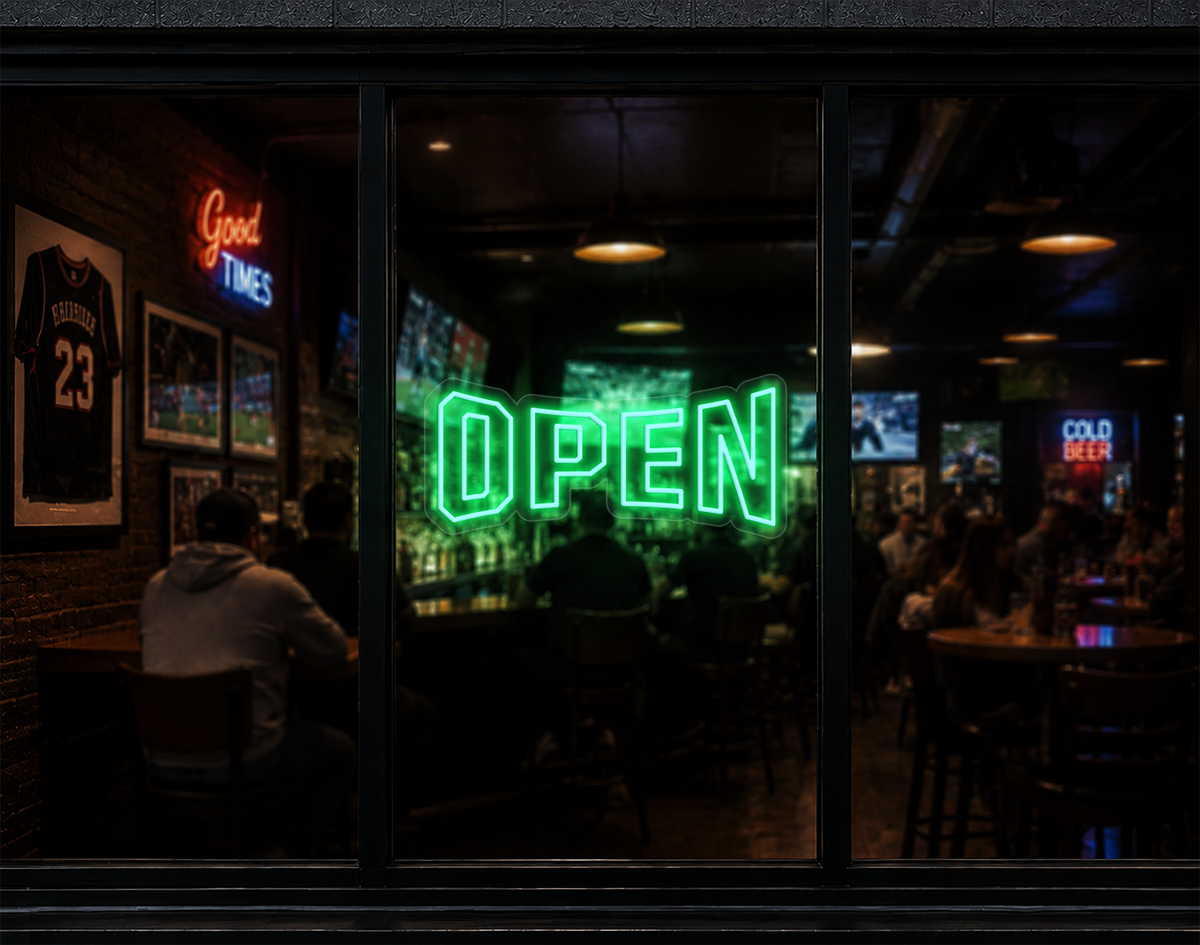 Varsity Type Open LED Neon Sign - Mint Green