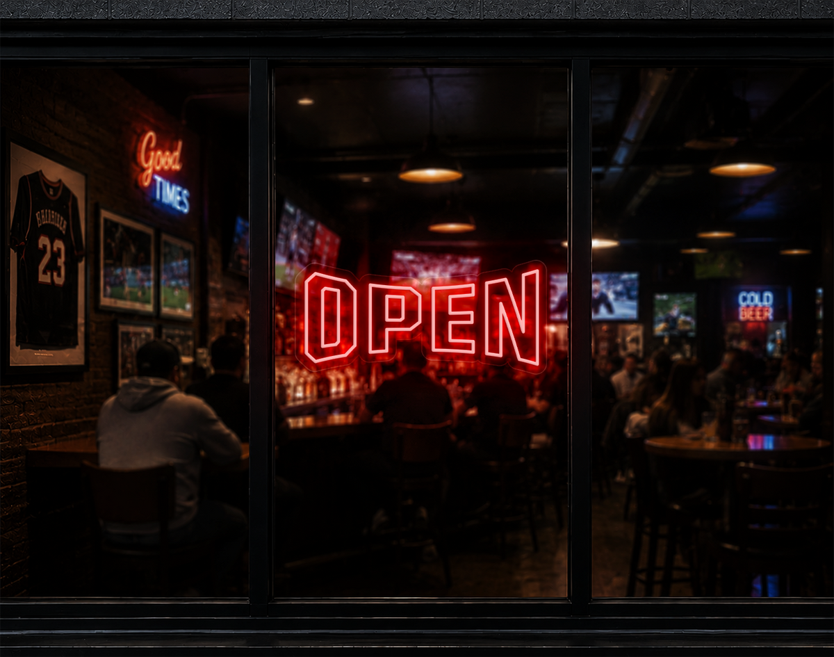 Varsity Type Open LED Neon Sign - Red