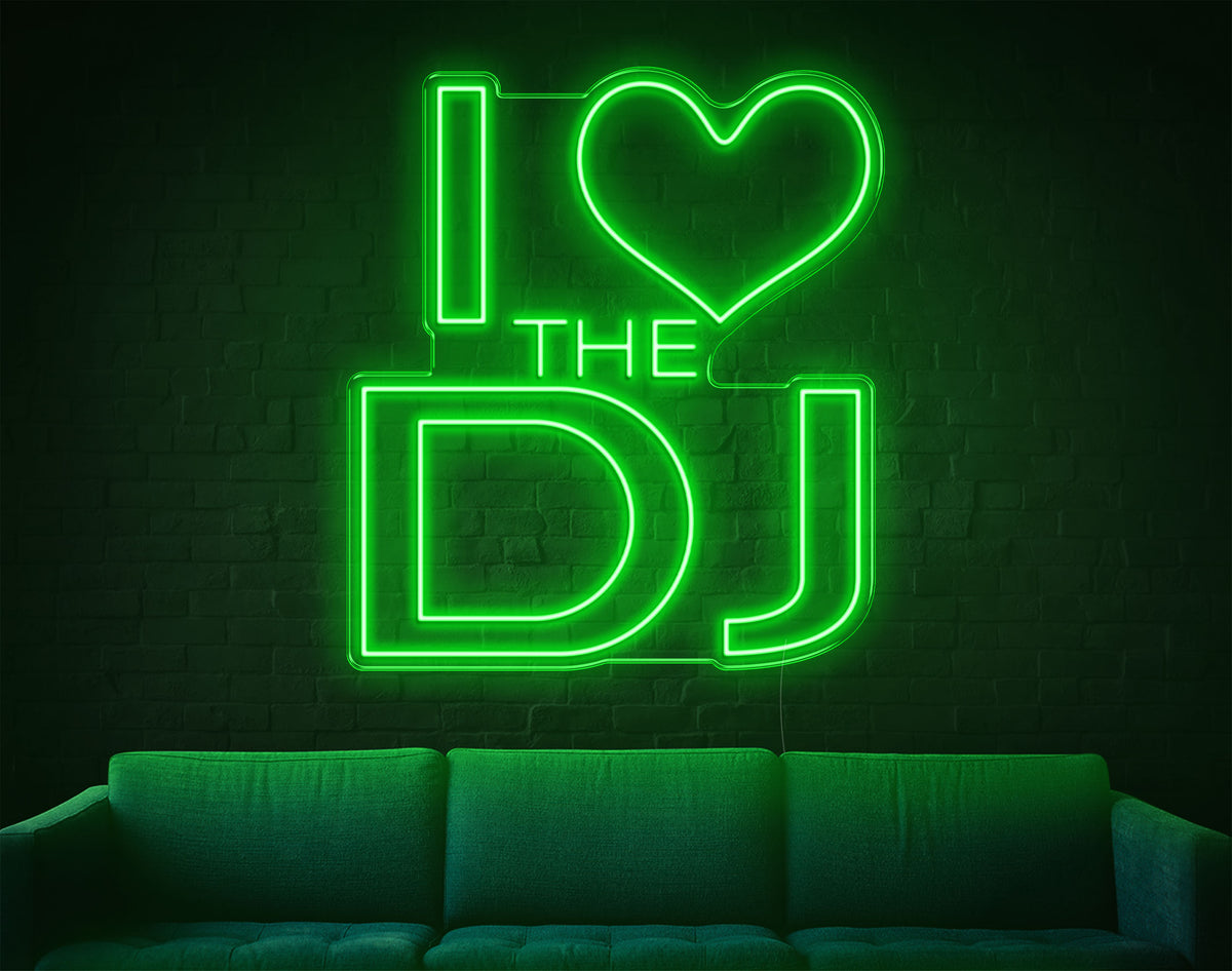 I Love The Dj LED Neon Sign 88cm x 78cm Green1